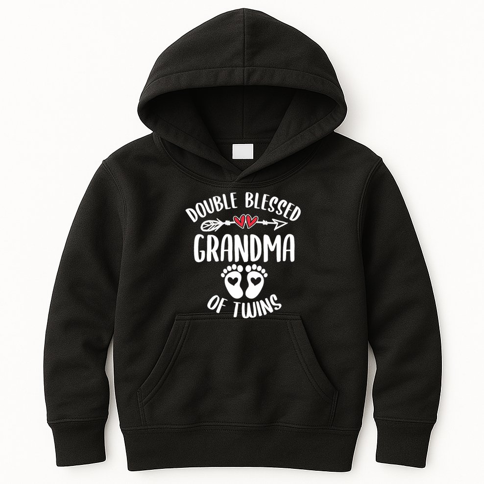 Double Blessed Grandma Of Twins Funny Twin Grandmother Kids Hoodie