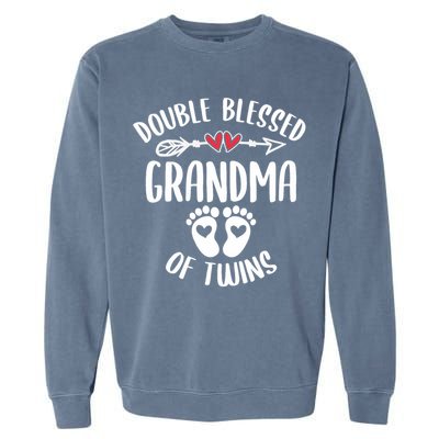 Double Blessed Grandma Of Twins Funny Twin Grandmother Garment-Dyed Sweatshirt