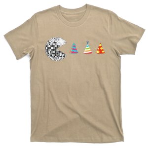 Disco Ball Gamer Retro Party Hat New Year Theme T-Shirt