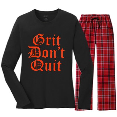 Detroit Baseball Grit Don’T Quit Women's Long Sleeve Flannel Pajama Set 