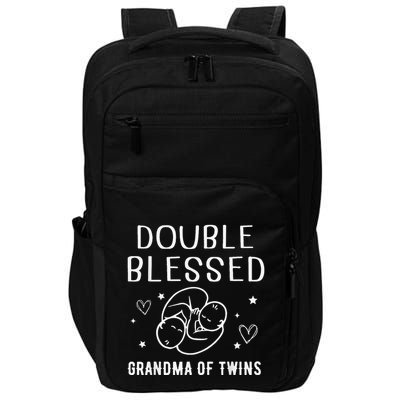 Double Blessed Grandma Of Twins Nana Grandmother Funny Impact Tech Backpack