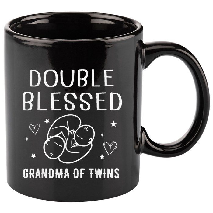 Double Blessed Grandma Of Twins Nana Grandmother Funny 11oz C Handle Ceramic Mug