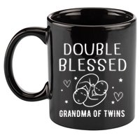 Double Blessed Grandma Of Twins Nana Grandmother Funny 11oz C Handle Ceramic Mug