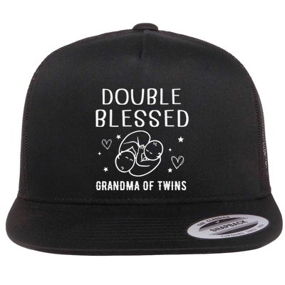 Double Blessed Grandma Of Twins Nana Grandmother Funny Flatbill Hat