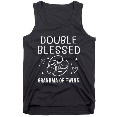 Double Blessed Grandma Of Twins Nana Grandmother Funny Tank Top