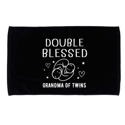Double Blessed Grandma Of Twins Nana Grandmother Funny Microfiber Hand Towel