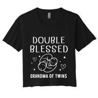 Double Blessed Grandma Of Twins Nana Grandmother Funny Women's Crop Top Tee