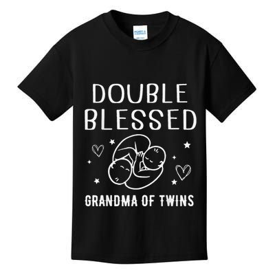 Double Blessed Grandma Of Twins Nana Grandmother Funny Kids T-Shirt
