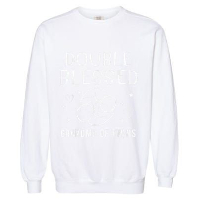 Double Blessed Grandma Of Twins Nana Grandmother Funny Garment-Dyed Sweatshirt