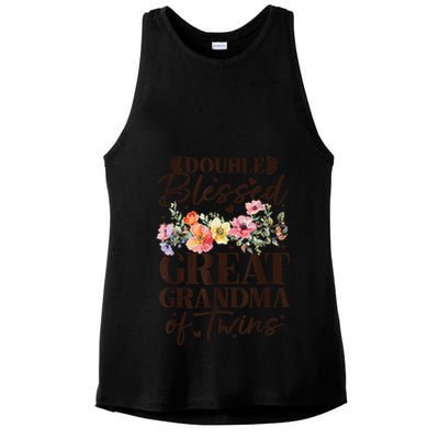 Double Blessed Great Grandma Of Twins Funny Twin Ladies PosiCharge Tri-Blend Wicking Tank