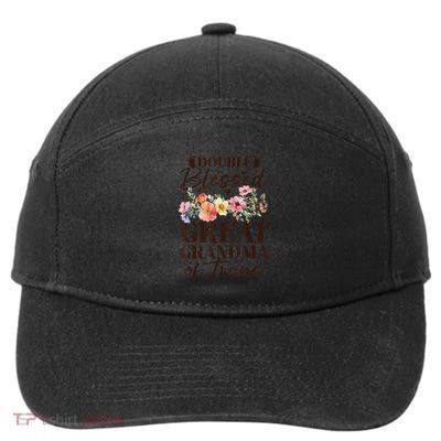 Double Blessed Great Grandma Of Twins Funny Twin 7-Panel Snapback Hat