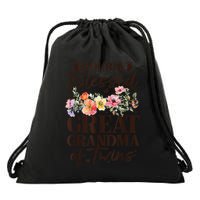 Double Blessed Great Grandma Of Twins Funny Twin Drawstring Bag