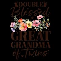 Double Blessed Great Grandma Of Twins Funny Twin Drawstring Bag