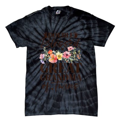 Double Blessed Great Grandma Of Twins Funny Twin Tie-Dye T-Shirt