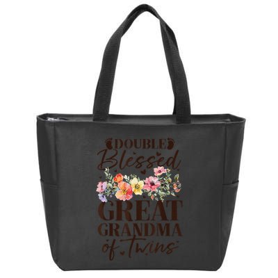 Double Blessed Great Grandma Of Twins Funny Twin Zip Tote Bag