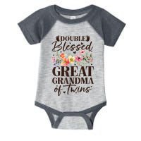 Double Blessed Great Grandma Of Twins Funny Twin Infant Baby Jersey Bodysuit