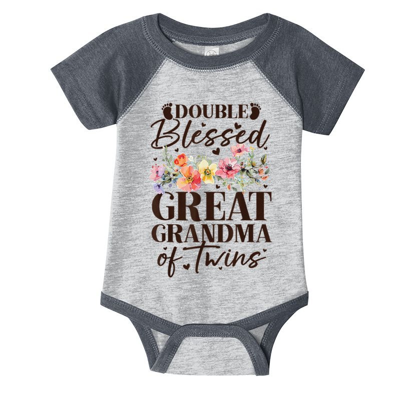 Double Blessed Great Grandma Of Twins Funny Twin Infant Baby Jersey Bodysuit