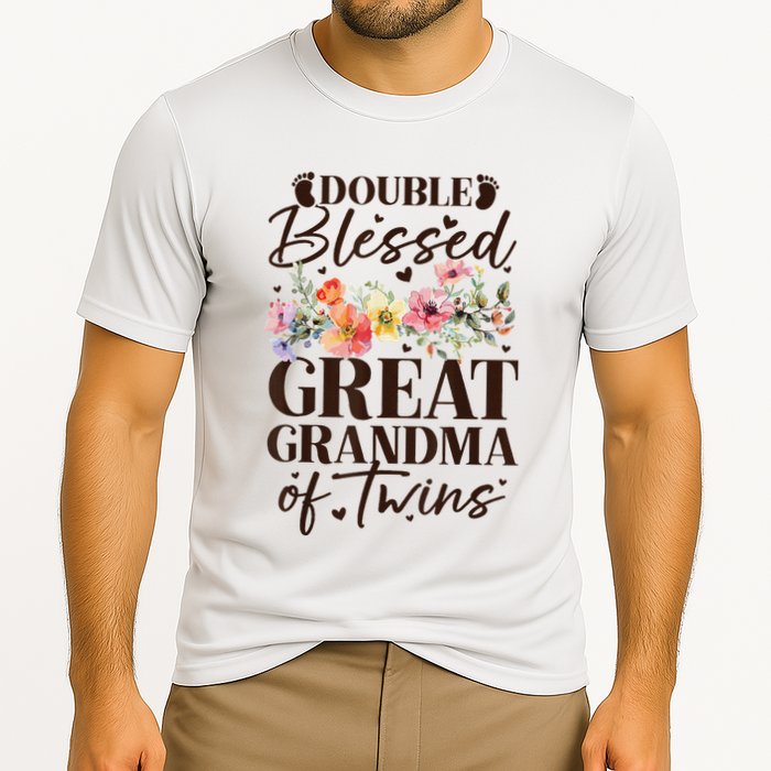 Double Blessed Great Grandma Of Twins Funny Twin Performance Shirt