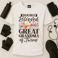 Double Blessed Great Grandma Of Twins Funny Twin Performance Shirt