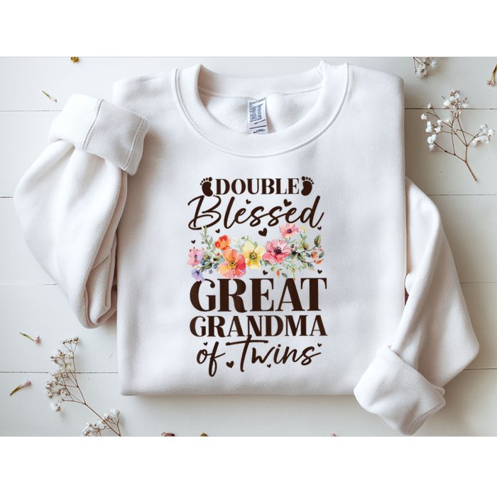 Double Blessed Great Grandma Of Twins Funny Twin Sweatshirt