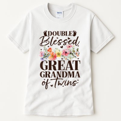 Double Blessed Great Grandma Of Twins Funny Twin Tall T-Shirt