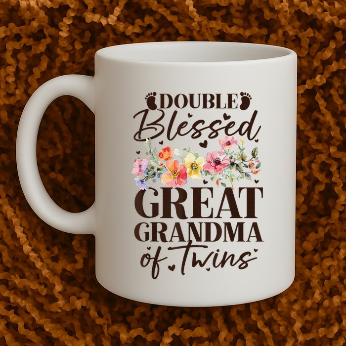 Double Blessed Great Grandma Of Twins Funny Twin Mug