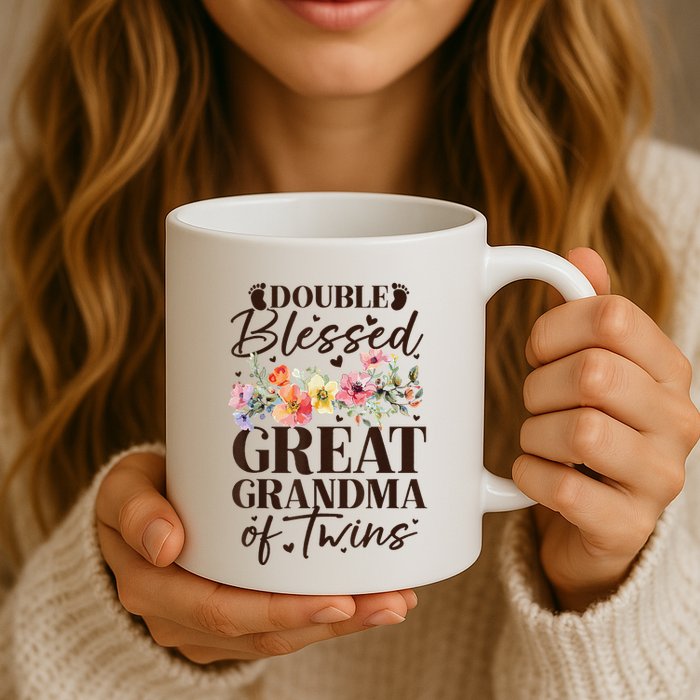 Double Blessed Great Grandma Of Twins Funny Twin Mug