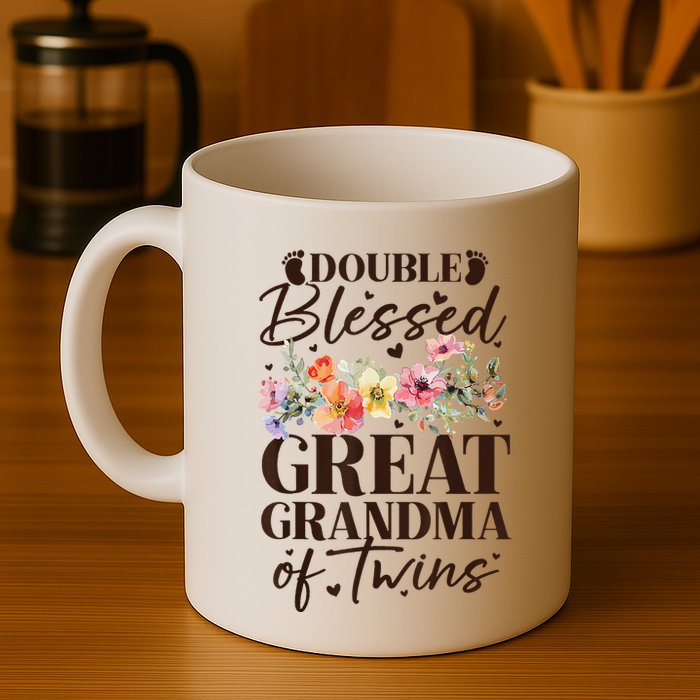 Double Blessed Great Grandma Of Twins Funny Twin Mug