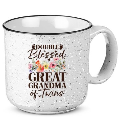 Double Blessed Great Grandma Of Twins Funny Twin 15oz Campfire Ceramic Mug