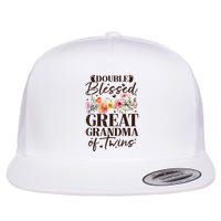 Double Blessed Great Grandma Of Twins Funny Twin Flat Bill Trucker Hat