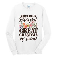 Double Blessed Great Grandma Of Twins Funny Twin Tall Long Sleeve T-Shirt