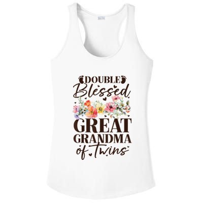 Double Blessed Great Grandma Of Twins Funny Twin Ladies PosiCharge Competitor Racerback Tank