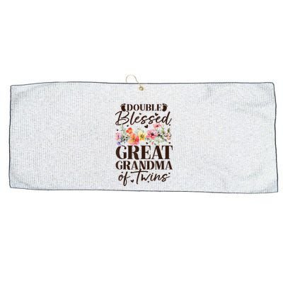 Double Blessed Great Grandma Of Twins Funny Twin Large Microfiber Waffle Golf Towel