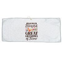 Double Blessed Great Grandma Of Twins Funny Twin Large Microfiber Waffle Golf Towel