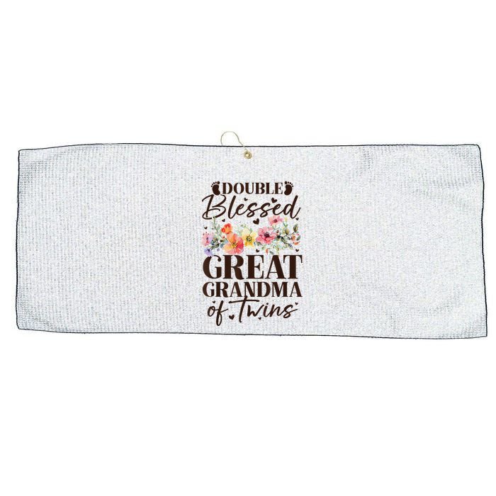 Double Blessed Great Grandma Of Twins Funny Twin Large Microfiber Waffle Golf Towel