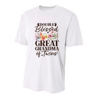 Double Blessed Great Grandma Of Twins Funny Twin Youth Performance Sprint T-Shirt