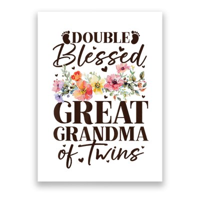 Double Blessed Great Grandma Of Twins Funny Twin Poster