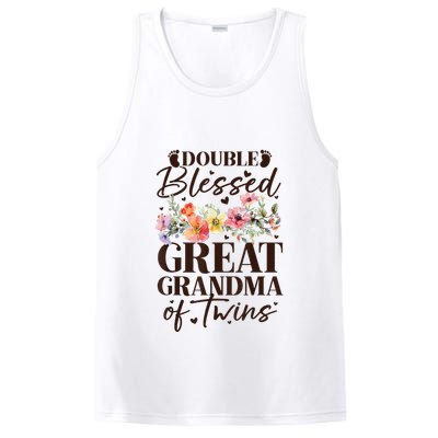 Double Blessed Great Grandma Of Twins Funny Twin PosiCharge Competitor Tank