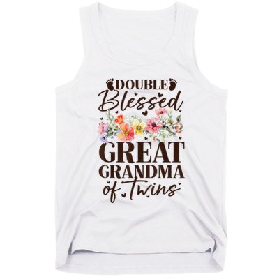 Double Blessed Great Grandma Of Twins Funny Twin Tank Top