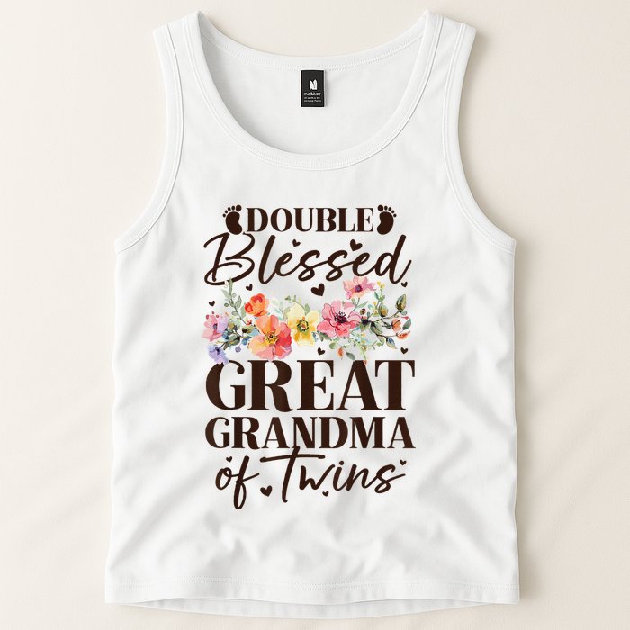 Double Blessed Great Grandma Of Twins Funny Twin Tank Top