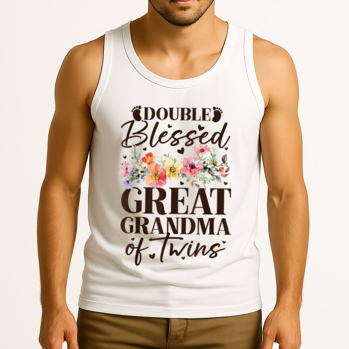 Double Blessed Great Grandma Of Twins Funny Twin Tank Top