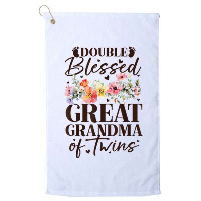 Double Blessed Great Grandma Of Twins Funny Twin Golf Towel