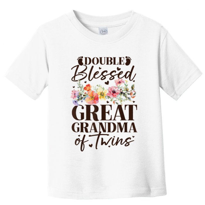 Double Blessed Great Grandma Of Twins Funny Twin Toddler T-Shirt