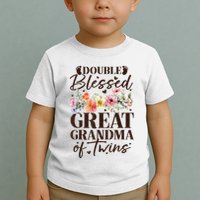 Double Blessed Great Grandma Of Twins Funny Twin Toddler T-Shirt