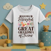 Double Blessed Great Grandma Of Twins Funny Twin Toddler T-Shirt