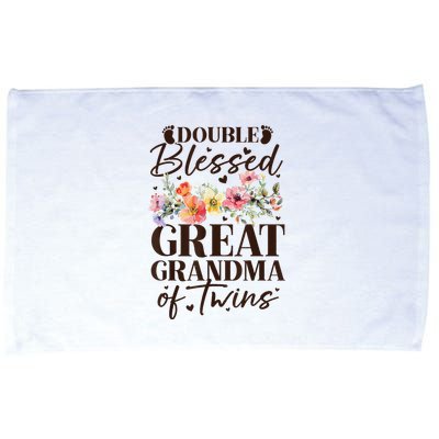 Double Blessed Great Grandma Of Twins Funny Twin Microfiber Hand Towel