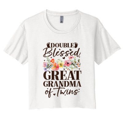 Double Blessed Great Grandma Of Twins Funny Twin Crop Top