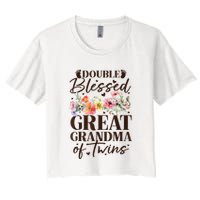 Double Blessed Great Grandma Of Twins Funny Twin Women's Crop Top Tee