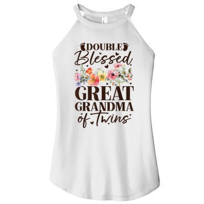 Double Blessed Great Grandma Of Twins Funny Twin Women's Perfect Tri Rocker Tank