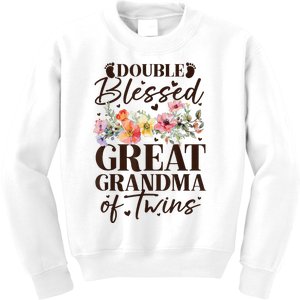 Double Blessed Great Grandma Of Twins Funny Twin Kids Sweatshirt